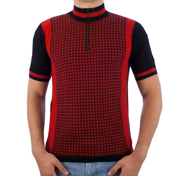 Afbeeldingen van Madcap England - Zig Zag Wanderer Retro Wielershirt - Rood/ Zwart