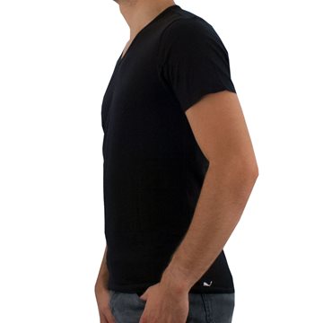 Toon details van Puma - Basic 2 Pak V-Neck T-Shirt - Zwart Afbeeldingen van Puma - Basic 2 Pak V-Neck T-Shirt - Zwart