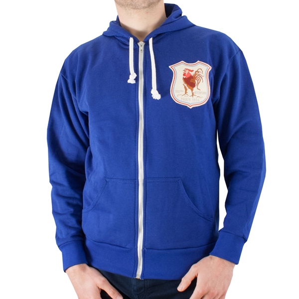 Afbeeldingen van Frankrijk 1924 Retro Rugby Zip Hoodie - Blauw