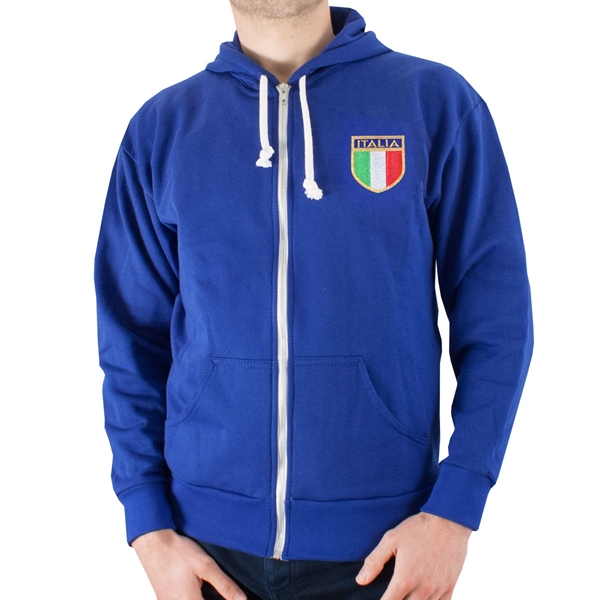 Afbeeldingen van Italië 1975 Retro Rugby Zipped Hoodie - Blauw