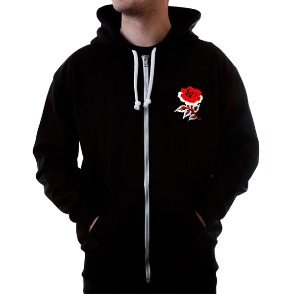 Afbeeldingen van Engeland 1910 Retro Rugby Zipped Hoodie - Zwart