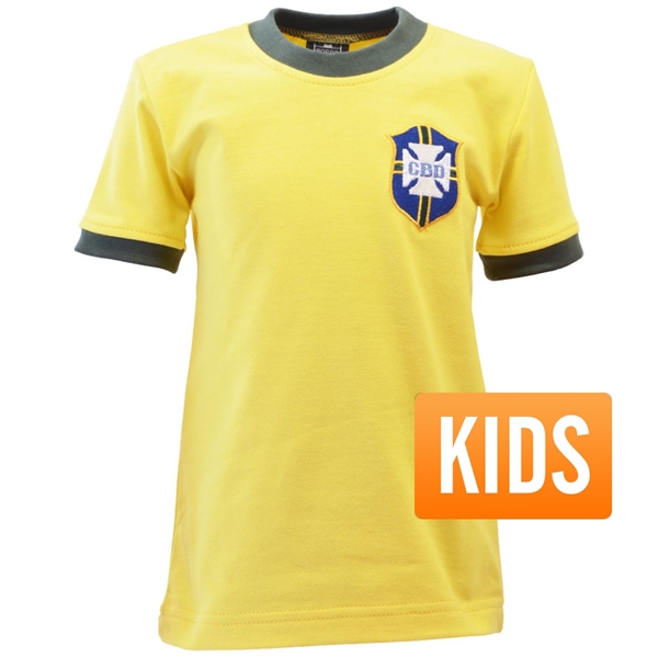 Afbeeldingen van Brazilië Retro Voetbalshirt WK 1970 - Kinderen