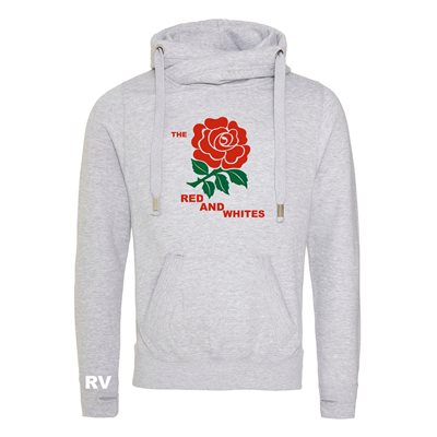Rugby Vintage - Engeland Red & White Cross Neck Hoodie - Grijs afbeelding