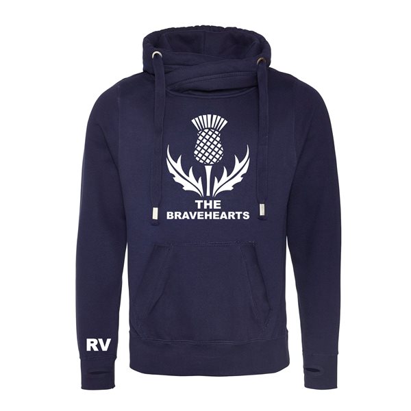 Afbeeldingen van Rugby Vintage - Schotland The Bravehearts  Cross Neck Hoodie - Navy