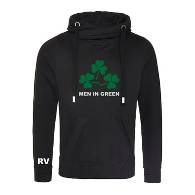 Rugby Vintage - Ierland Men In Green Cross Neck Hoodie - Zwart afbeelding