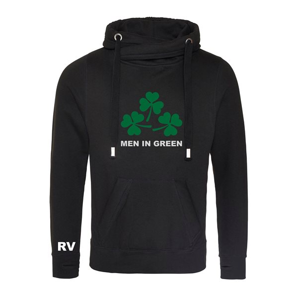 Afbeeldingen van Rugby Vintage - Ierland Men In Green  Cross Neck Hoodie - Zwart