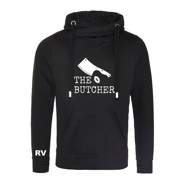 Afbeeldingen van Rugby Vintage - THE BUTCHER Cross Neck Hoodie - Zwart