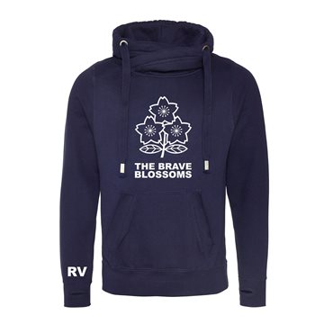 Toon details van Rugby Vintage - Japan Cross Neck Hoodie - Navy Afbeeldingen van Rugby Vintage - Japan Cross Neck Hoodie - Navy