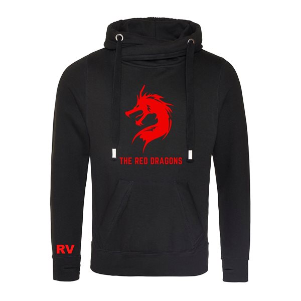 Afbeeldingen van Rugby Vintage -  Wales Cross Neck Hoodie - Zwart