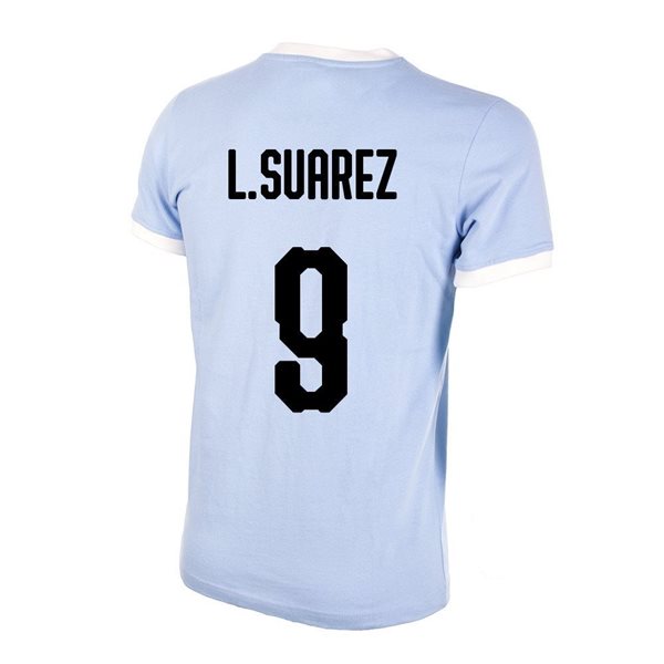 Afbeeldingen van Uruguay Retro Voetbalshirt 1970's + L. Suarez 9