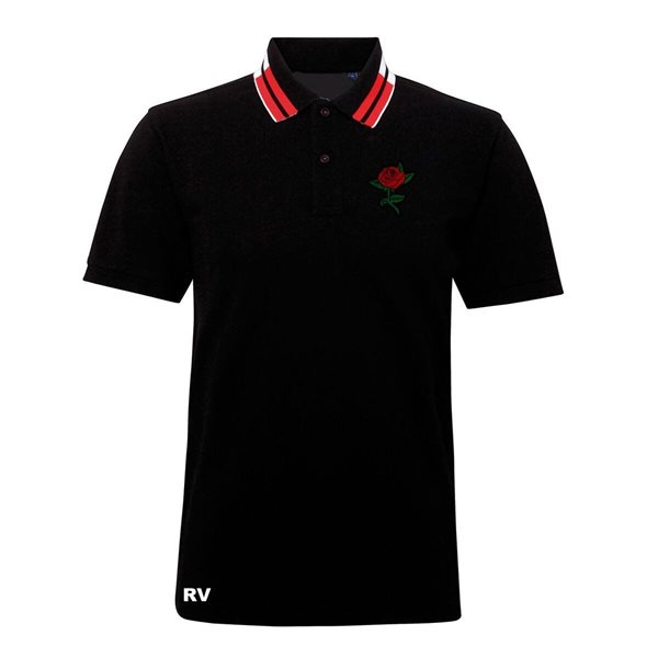 Afbeeldingen van Rugby Vintage - England's Rose Twin Tipped Polo Shirt - Zwart