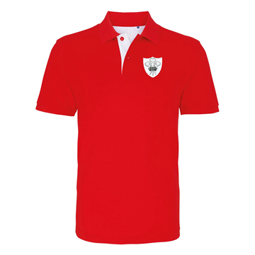 Toon details van Rugby Vintage - Wales Polo - Rood/Wit Afbeeldingen van Rugby Vintage - Wales Polo - Rood/Wit