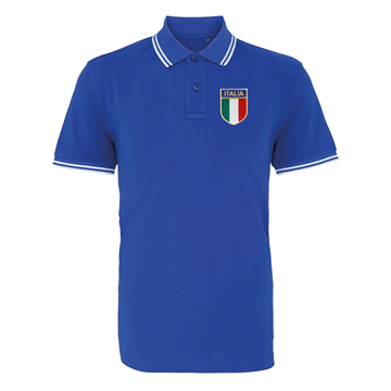 Toon details van Rugby Vintage - Italië Tipped Polo - Blauw Afbeeldingen van Rugby Vintage - Italië Tipped Polo - Blauw