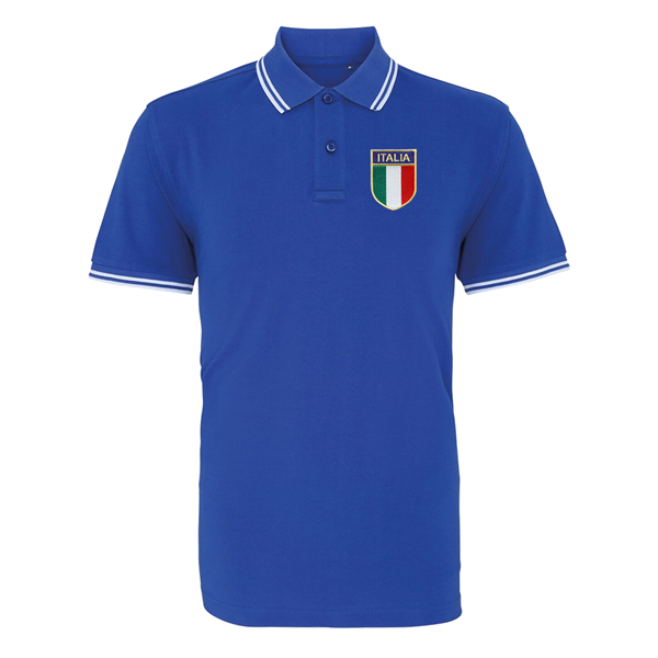 Afbeeldingen van Rugby Vintage - Italië Tipped Polo - Blauw