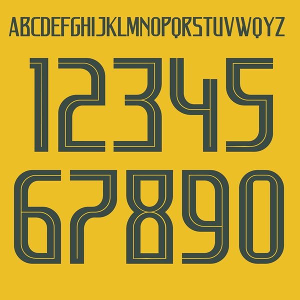 Afbeeldingen van Brazilië WK 2018 Style Letters & Nummers (Thuis)