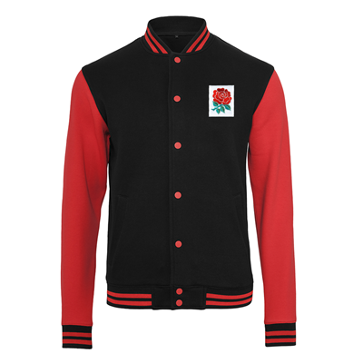 Rugby Vintage - Engeland Sweat College Jacket - Zwart/ Rood afbeelding