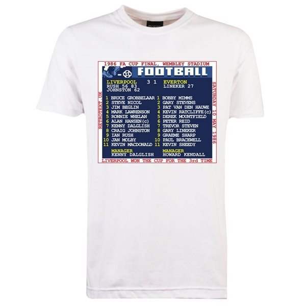 Afbeeldingen van TOFFS - FA Cup Finale 1986 (Liverpool) Retrotext T-Shirt - Wit