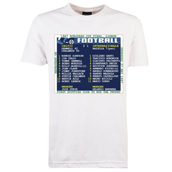 Afbeeldingen van TOFFS - Europa Cup I Finale 1967 (Celtic) Retrotext T-Shirt - Wit