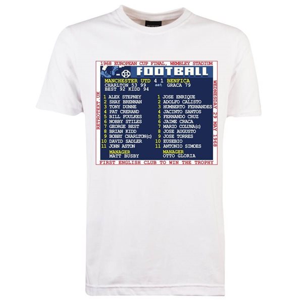 Afbeeldingen van TOFFS - Europa Cup I Finale 1968 (Manchester) Retrotext T-Shirt - Wit