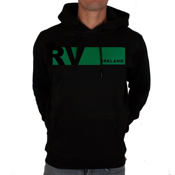 Afbeeldingen van Rugby Vintage - Ierland Colour Banner Hoodie - Zwart/Groen