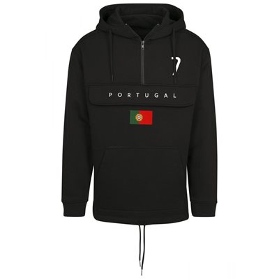 FC Eleven - Portugal Vlag Anorak Hoodie - Zwart afbeelding