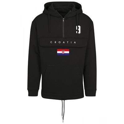 FC Eleven - Kroatië Vlag Anorak Hoodie - Zwart afbeelding