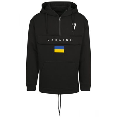 FC Eleven - Ukraine Vlag Anorak Hoodie - Zwart afbeelding