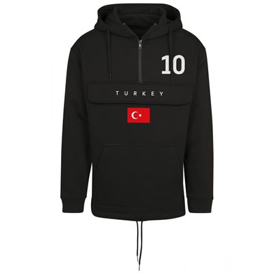 FC Eleven - Turkije Vlag Anorak Hoodie - Zwart afbeelding
