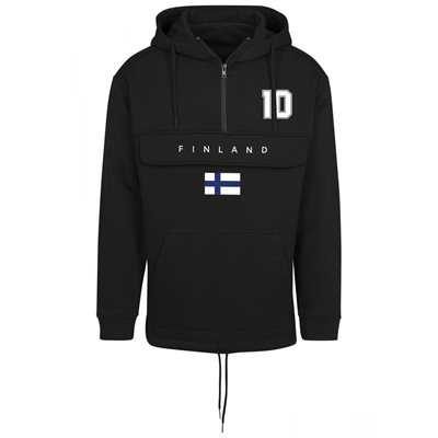 FC Eleven - Finland Vlag Anorak Hoodie - Zwart afbeelding