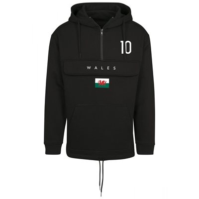 FC Eleven - Wales Vlag Anorak Hoodie - Zwart afbeelding
