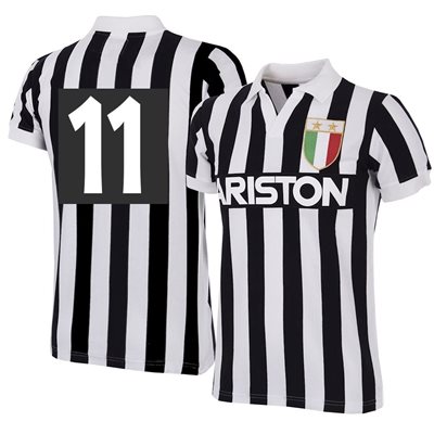 Juventus Ariston Retro Voetbalshirt 1984-1985 + Nummer 11 afbeelding