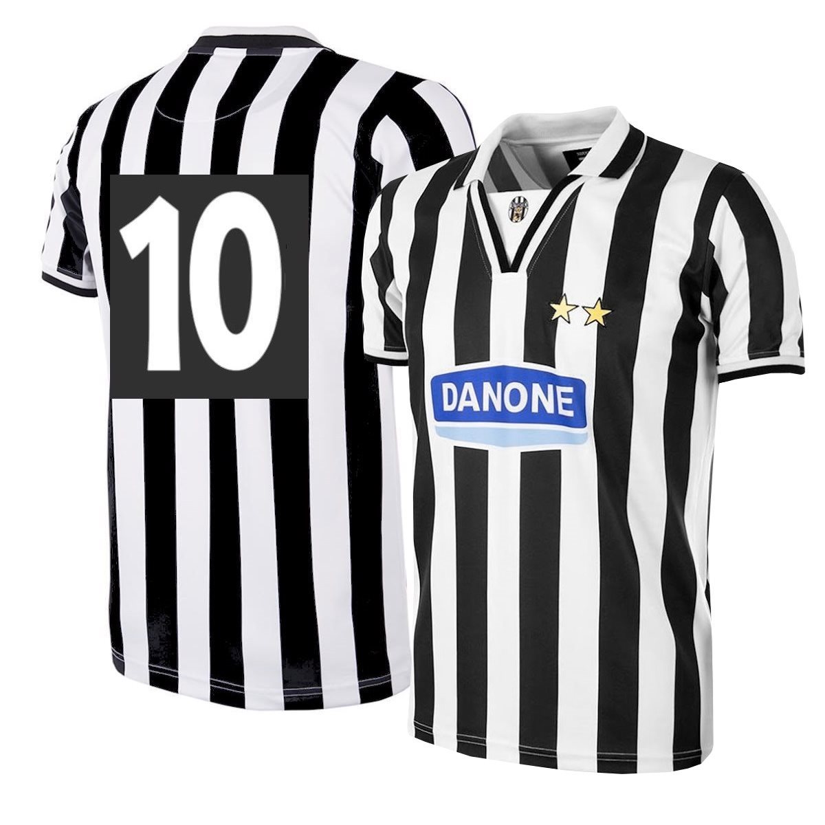 Juventus Danone Retro Voetbalshirt 1994-1995 + Nummer 10 (R