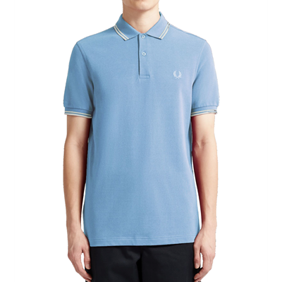 Fred Perry - Twin Tipped Polo Shirt - Lichtblauw/ Wit afbeelding