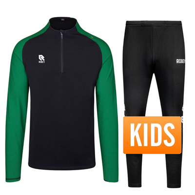 Robey - Performance Half-Zip Trainingspak - Zwart/ Groen - Kinderen afbeelding