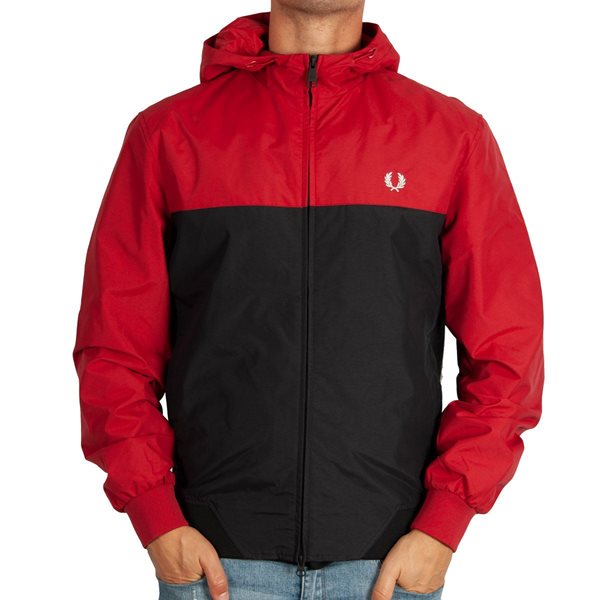 Fred Perry - Colour Block Hooded Brentham Jacket - Red/Black