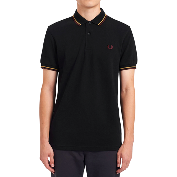 Fred Perry - Twin Tipped Polo Shirt - Black/ 1964 Gold/ Aubergine