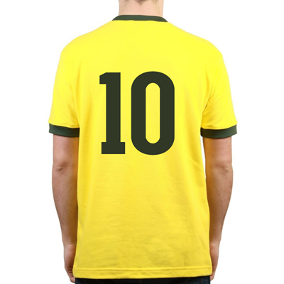 Brazilië retro voetbalshirt WK 1970 + Nummer 10 (Pelé) afbeelding