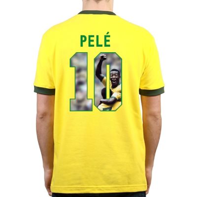 Brazilië retro voetbalshirt WK 1970 + Pelé 10 (Photo Style) afbeelding
