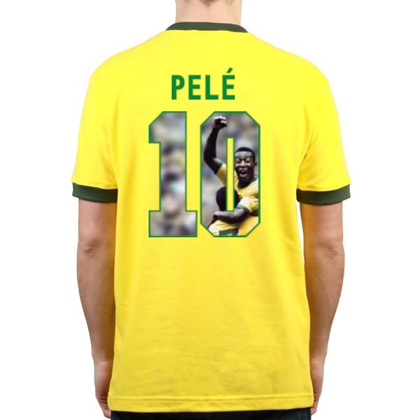 Brazil Retro Shirt World Cup 1970 + Pelé 10 (Photo Style)