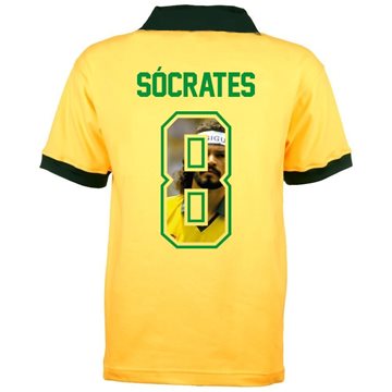 Brazil Retro Football Shirt World Cup 1986 + Socrates 8 (Photo Style) Brazil Retro Football Shirt World Cup 1986 + Socrates 8 (Photo Style)
