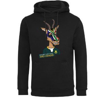 Rugby Vintage - South Africa Bored Springboks Hoodie - Black Rugby Vintage - South Africa Bored Springboks Hoodie - Black