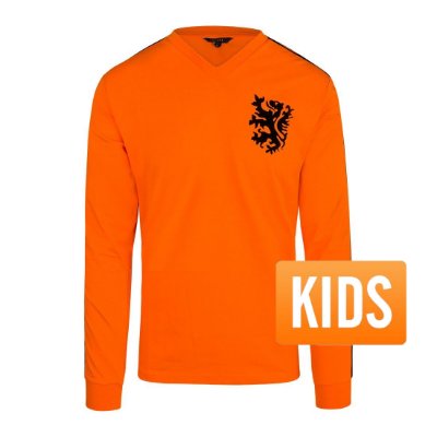 Cruyff - Holland Retro Shirt WK 1974 + Nummer 14 - Kinderen (Lange Mou afbeelding