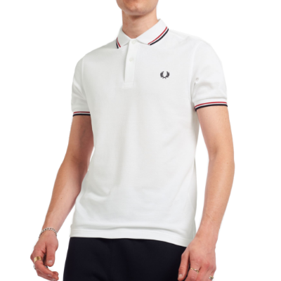 Fred Perry - Twin Tipped Polo Shirt - Wit/ Rood/ Navy afbeelding