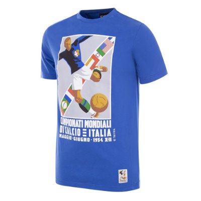 COPA Football - Italië World Cup 1934 Poster T-Shirt - Blauw afbeelding