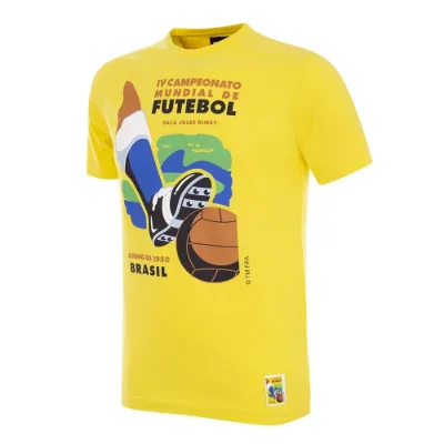 COPA Football - Brazilië World Cup 1950 Poster T-Shirt - Geel afbeelding