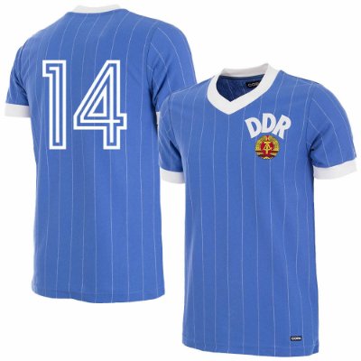DDR Retro Voetbalshirt 1985 + Nummer 14 afbeelding