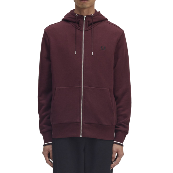 Fred Perry - Hooded Zip-Through Sweatshirt - Oxblood