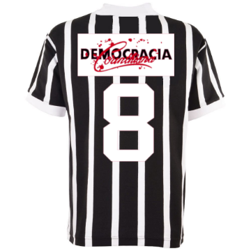 Corinthians Democracia Corinthiana Retro Football Shirt + Number 8 (Socrates)  Corinthians Democracia Corinthiana Retro Football Shirt + Number 8 (Socrates)