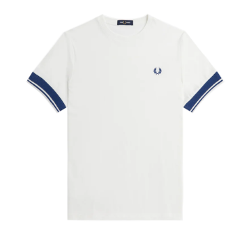 Fred Perry - Contrast Cuff T-Shirt - Snow White Fred Perry - Contrast Cuff T-Shirt - Snow White