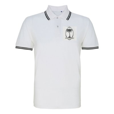 Rugby Vintage - Fiji Tipped Poloshirt - Wit/ Zwart afbeelding